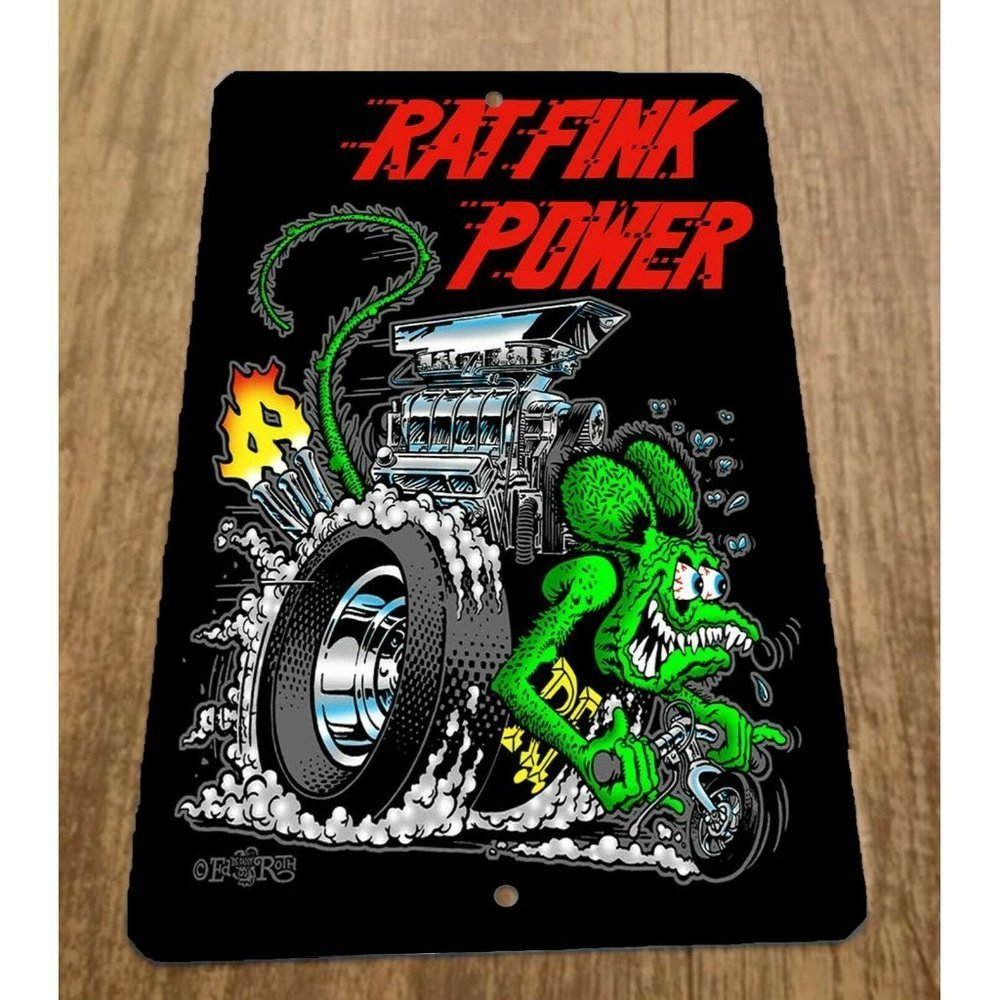 Rat Fink Power Artwork Hot Rod Gasser 8x12‎ Metal Wall Car Sign Garage Poster